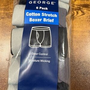 George Men's Cotton Stretch Boxer Briefs - 6 Pack, Gray and Black
